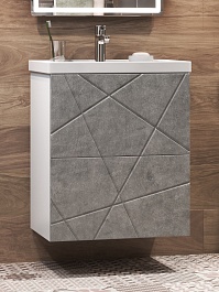 Vigo Тумба под раковину Geometry 2-600 белая/бетон – фотография-5